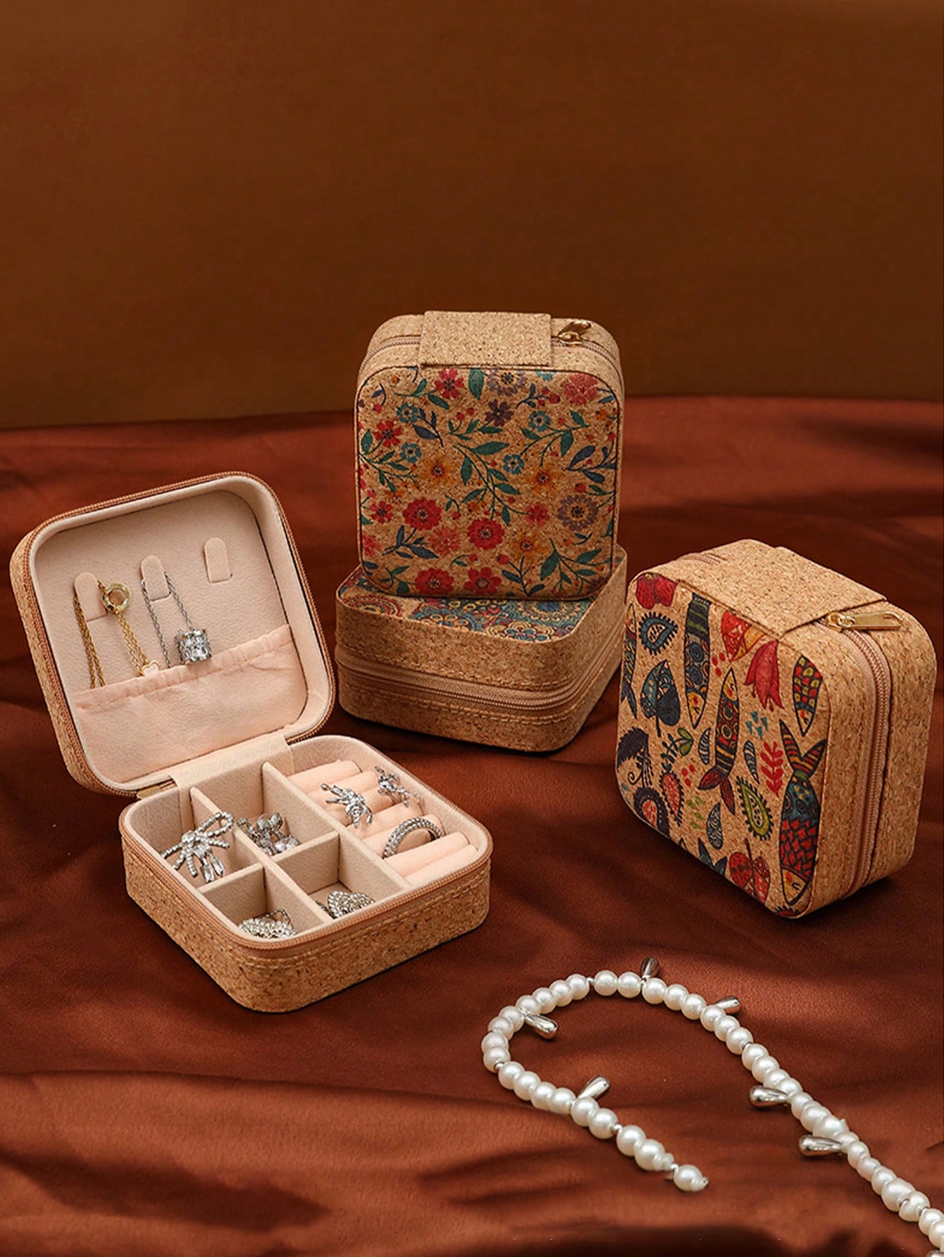 Travel Accessories Jewelry - Estojo de joias quadrado com padrão